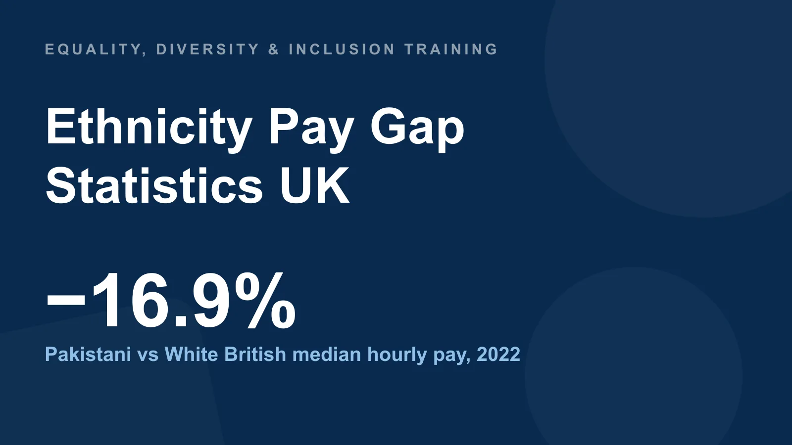 Ethnicity pay gap statistics UK — Pakistani employees earn 16.9% less than White British