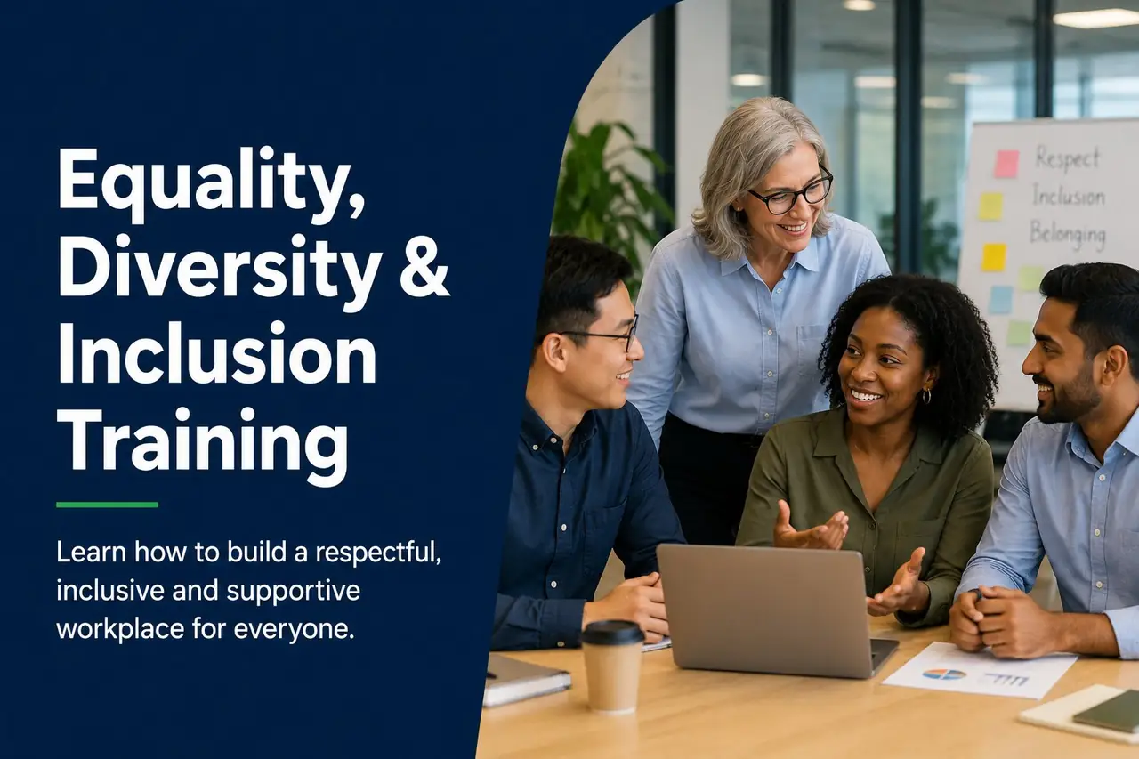 Diverse team of colleagues collaborating in an inclusive workplace